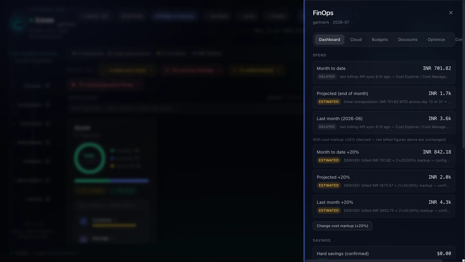 FinOps — billed vs estimated, labeled, never blended